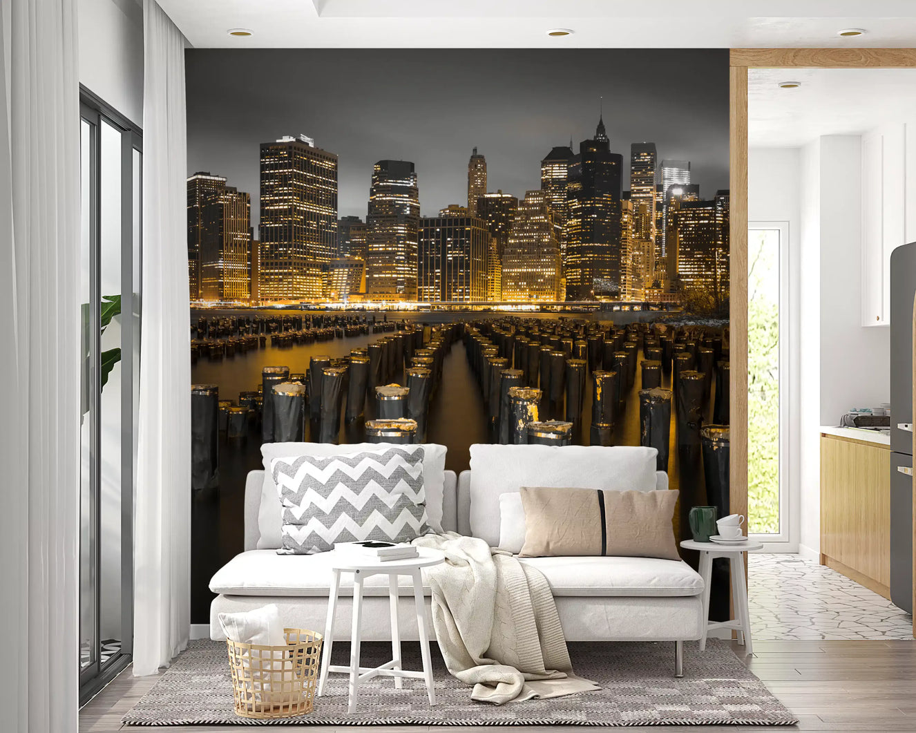 Golden Skyline Contrast Wall Mural