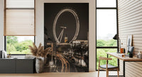 Observation circle hums above streaking traffic in the Big Ben & Thames Wheel wall mural