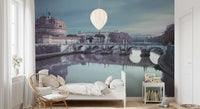 For a Kids bedroom, the Roman Reflection wall mural offers Tiber dusk and bridge arches.