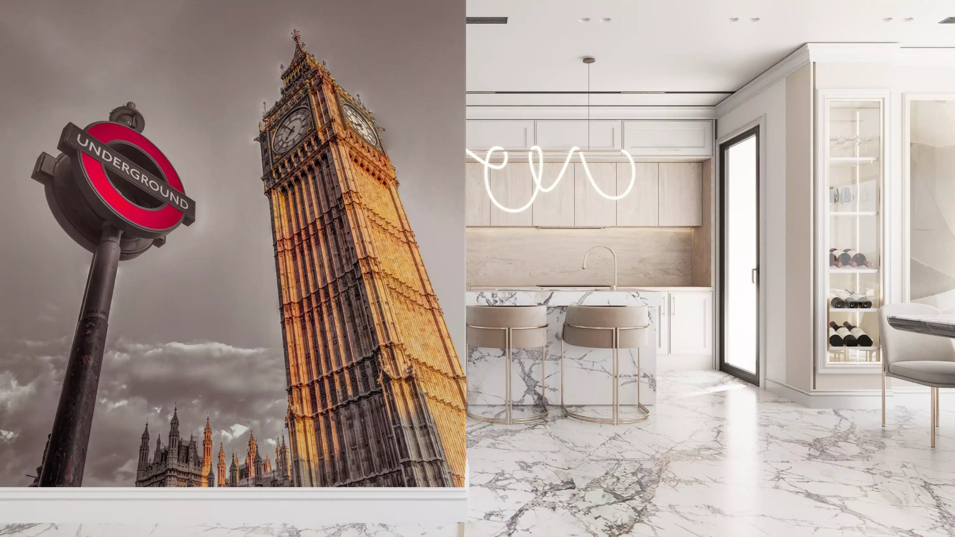 Gazing up at the Golden Hour Contrast wall mural, gothic spires top a Hallway