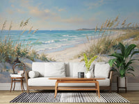 Quiet ocean line opens a lounge through Coastal Serenity Pathway wall mural light.