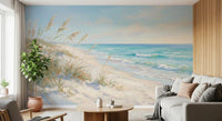 Coral pastel mixes with milky blue overhead in this Coastal Dreamscape wall mural panel.