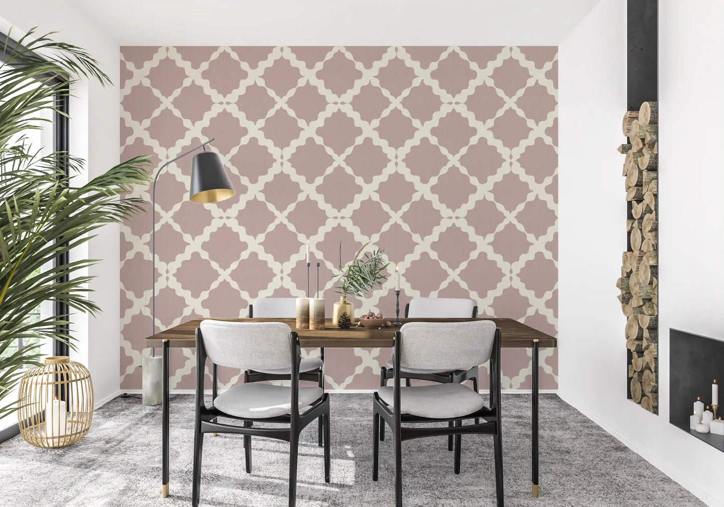 Diamond outlines link smoothly across this Textured Trellis wallpaper grid