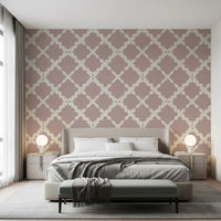 Curved diamond geometry of the Lattice Trellis wallpaper holds an even spacing