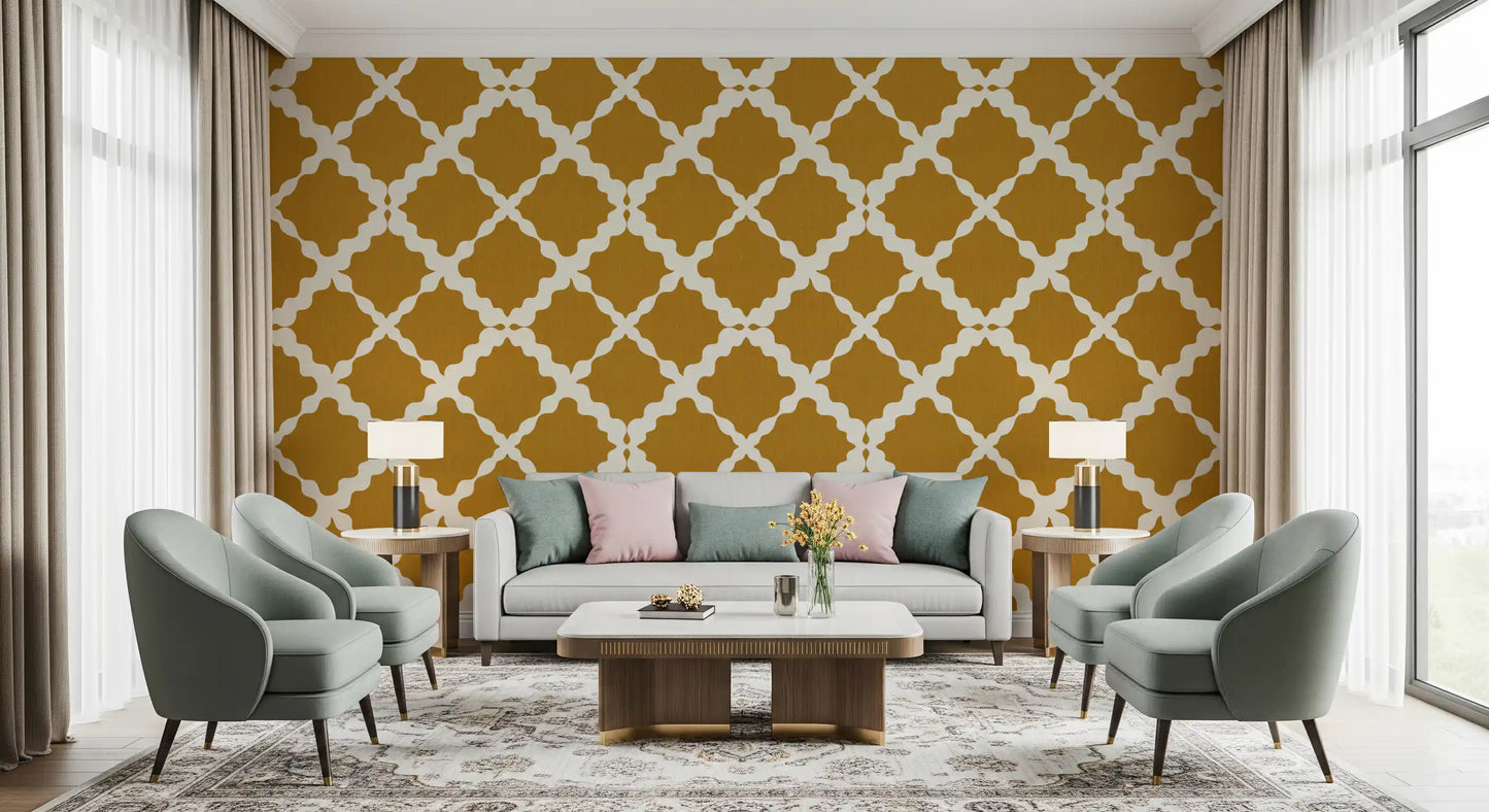 stays clean across the Textured Lattice Trellis wallpaper repeat.