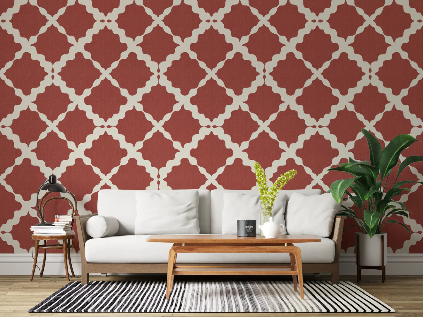 Textured Lattice Trellis Geometric Rust Minimalist Modern  Wallpaper⁠