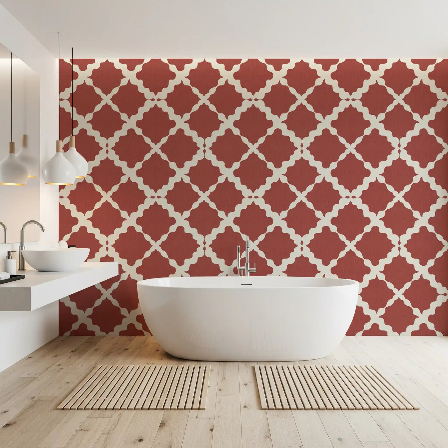 Textured Lattice Trellis Geometric Rust Minimalist Modern  Wallpaper⁠
