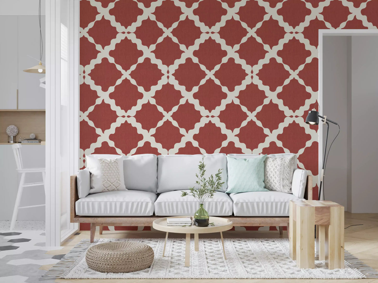 Textured Lattice Trellis Geometric Rust Minimalist Modern  Wallpaper⁠