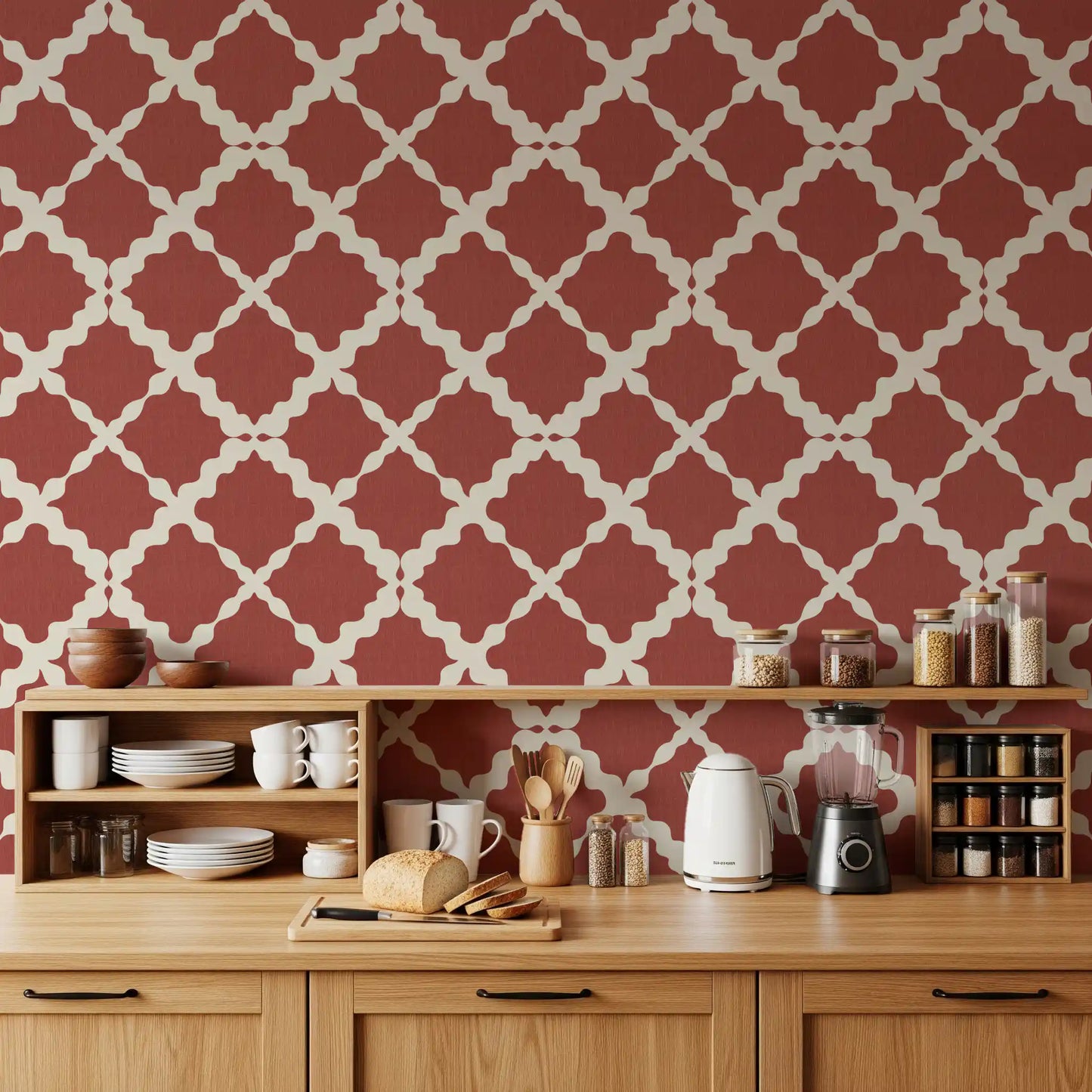 Textured Lattice Trellis Geometric Rust Minimalist Modern  Wallpaper⁠