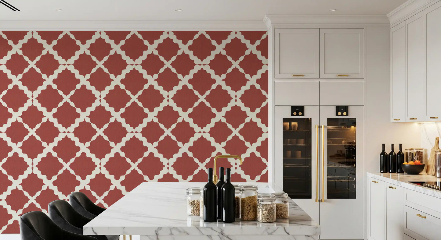 Textured Lattice Trellis Geometric Rust Minimalist Modern  Wallpaper⁠