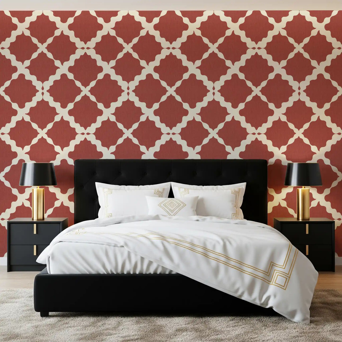 Textured Lattice Trellis Geometric Rust Minimalist Modern  Wallpaper⁠