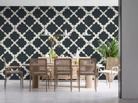 This charcoal minimalist modern wallpaper highlights undulating intersections perfectly.