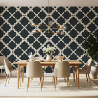 High contrast characterizes the textured wallpaper showing symmetrical light strokes.
