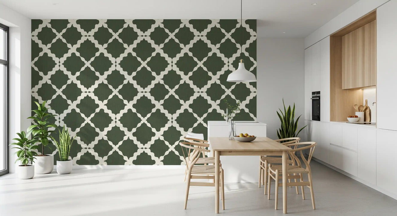 Textured Lattice Trellis Geometric Moss Green Minimalist Modern  Wallpaper⁠