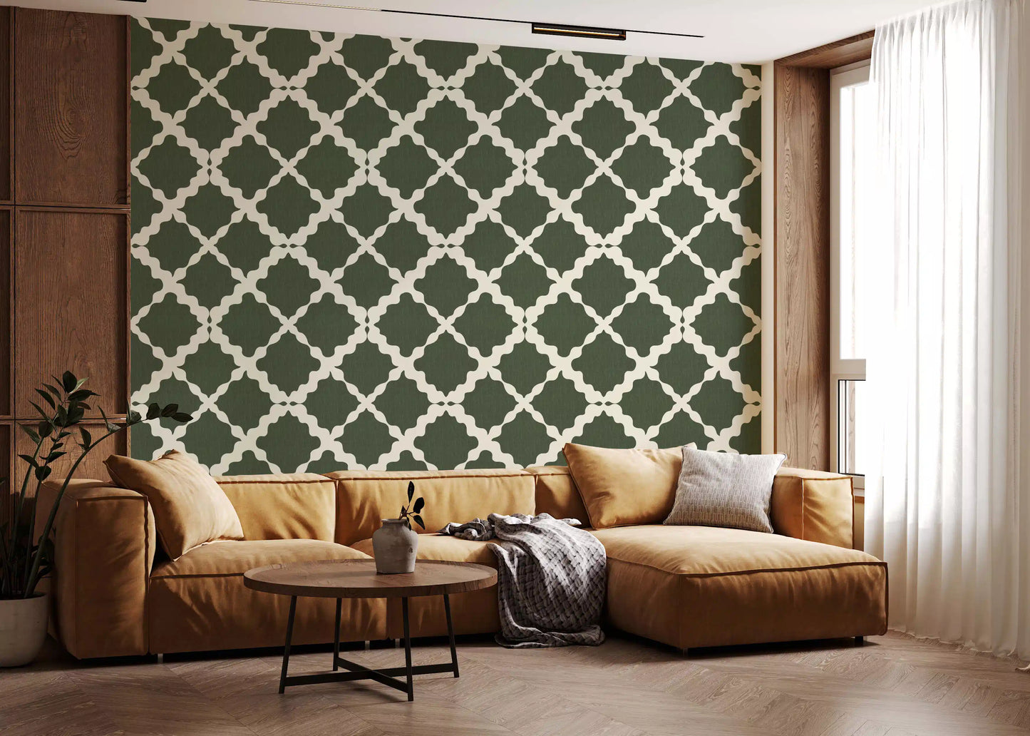 Interlocking wavy paths form a minimalist wallpaper repetition