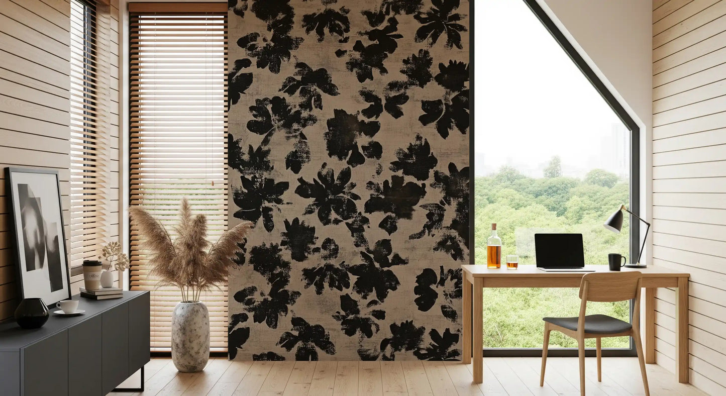 Distressed Floral Silhouette Wall Mural