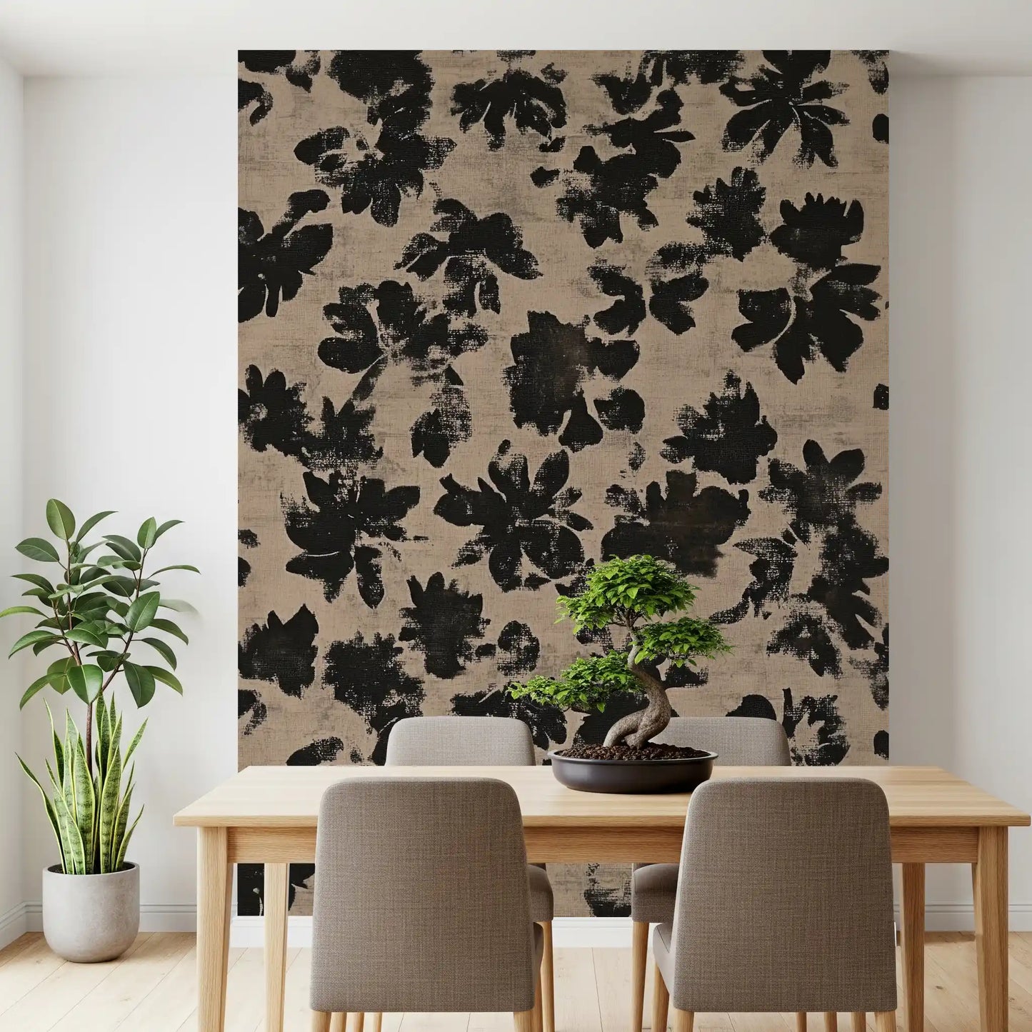 Distressed Floral Silhouette Wall Mural