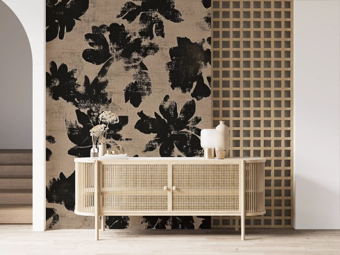 Distressed Floral Silhouette Wall Mural