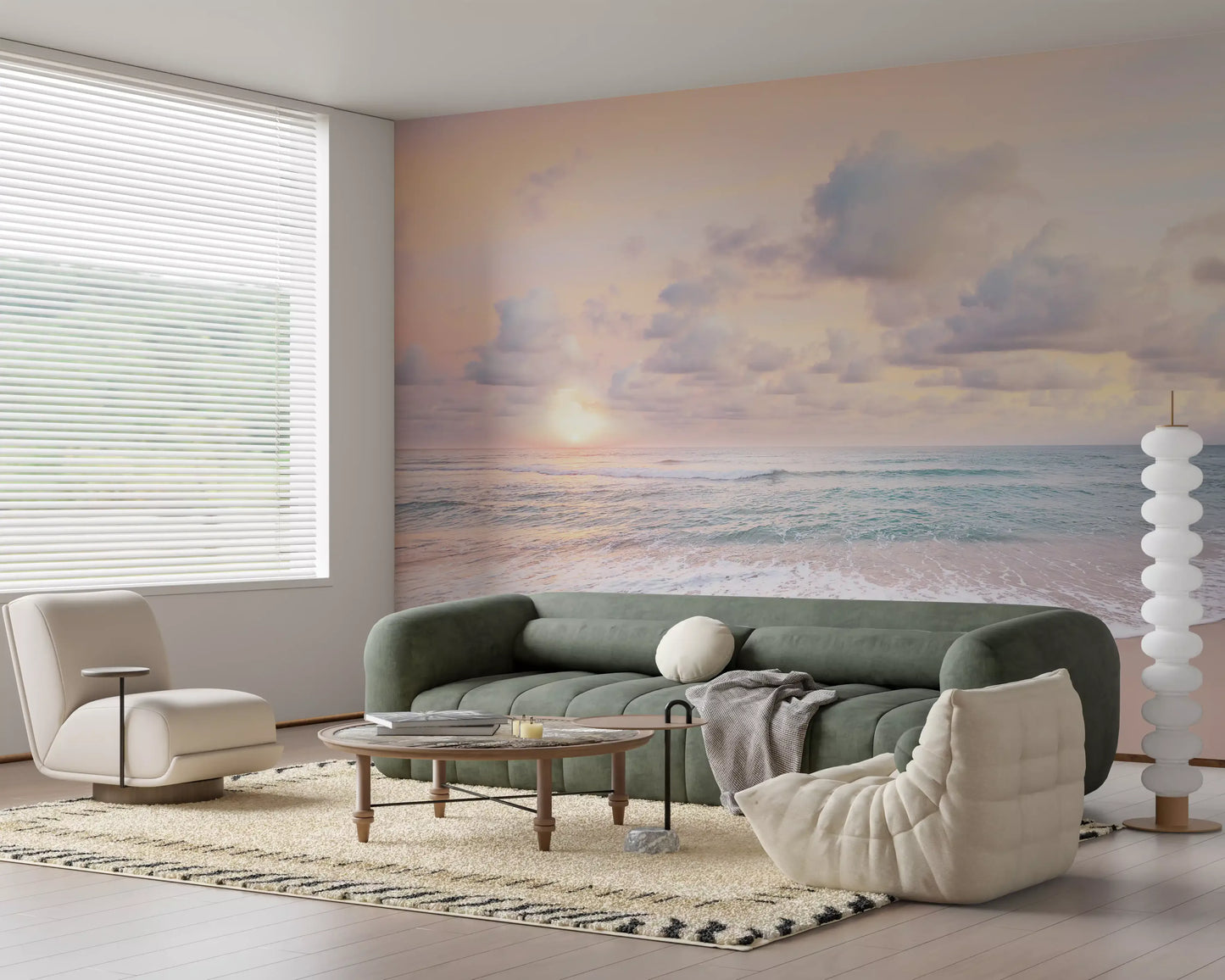 Peach Sky, Teal Sea Wall Mural