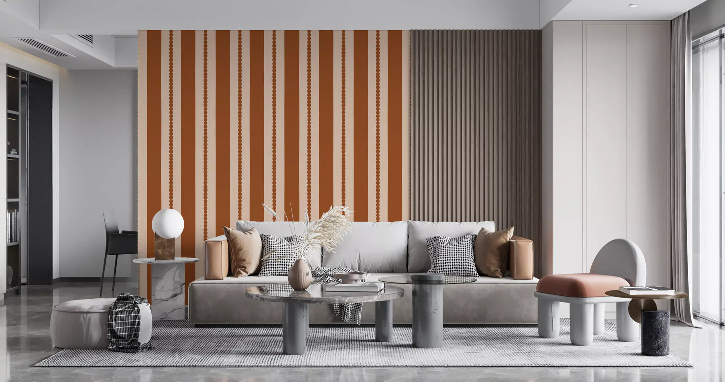 Warm Earth Stripes & Scallops Wallpaper⁠
