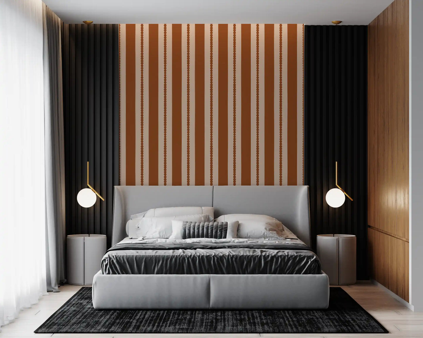 Warm Earth Stripes & Scallops Wallpaper⁠