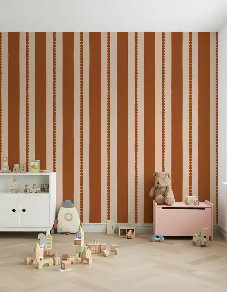 Warm Earth Stripes & Scallops Wallpaper⁠