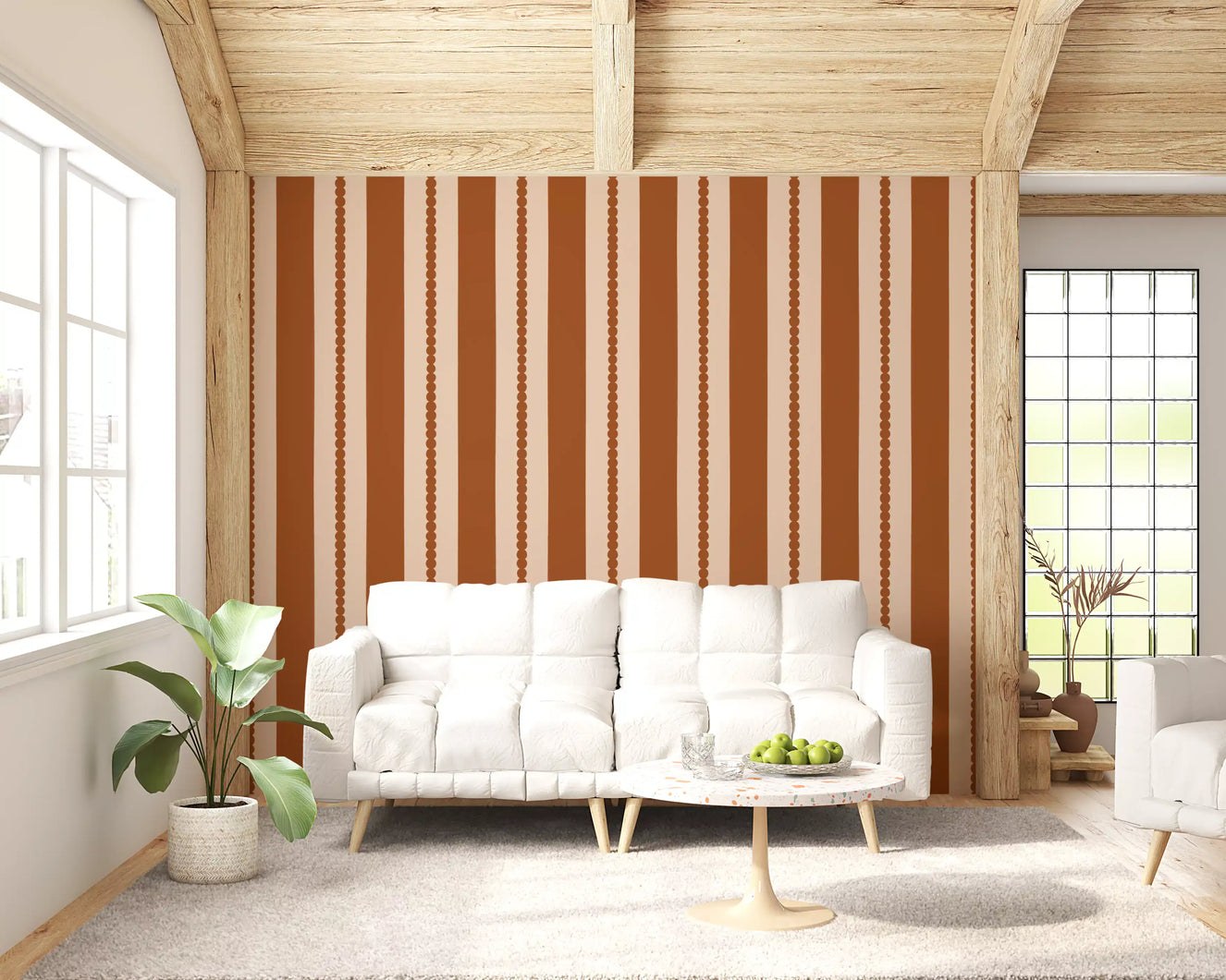 Warm Earth Stripes & Scallops Wallpaper⁠