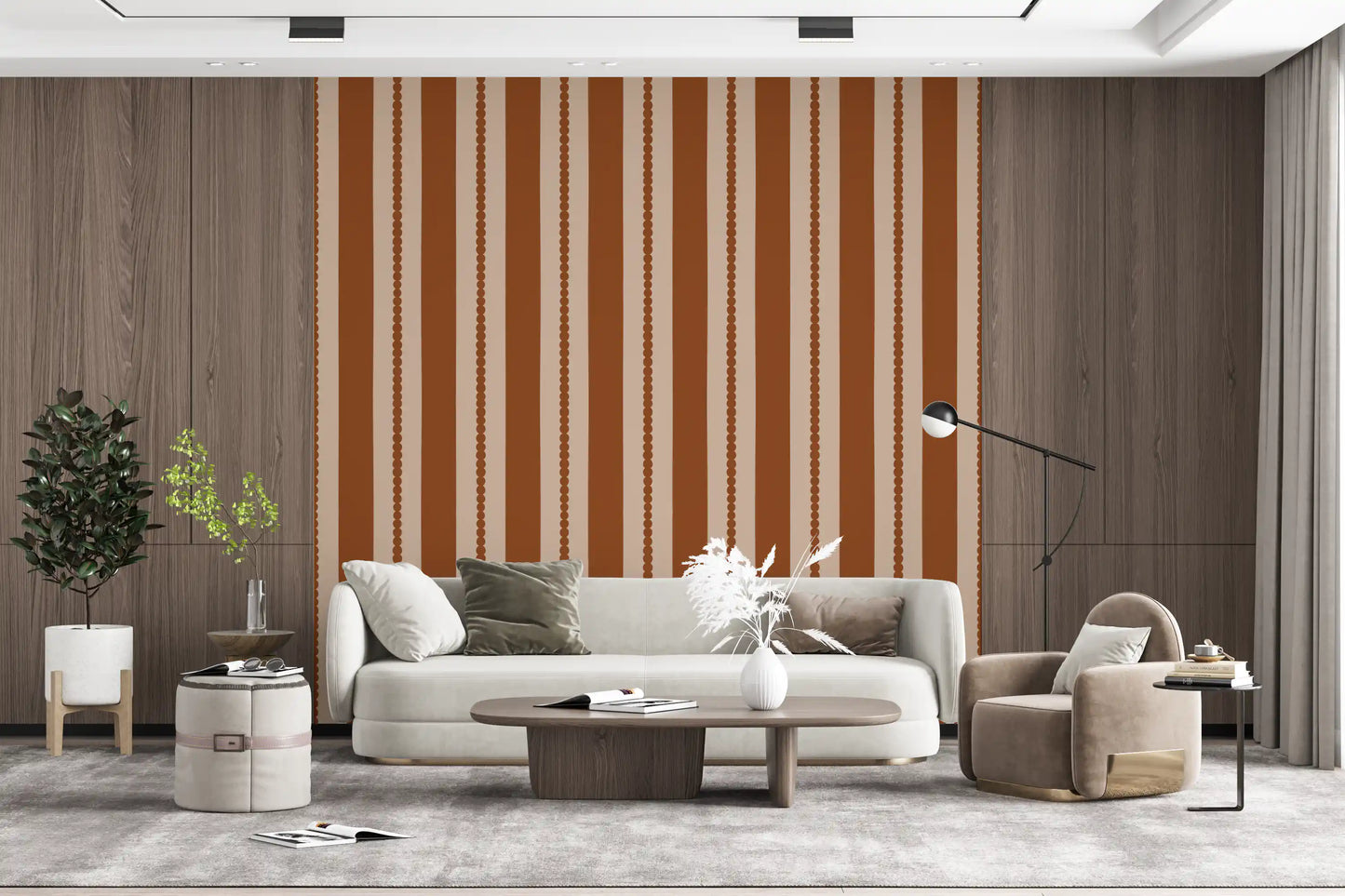 Warm Earth Stripes & Scallops Wallpaper⁠