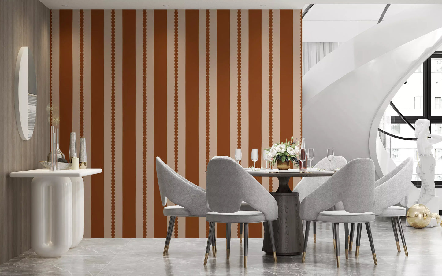 Warm Earth Stripes & Scallops Wallpaper⁠