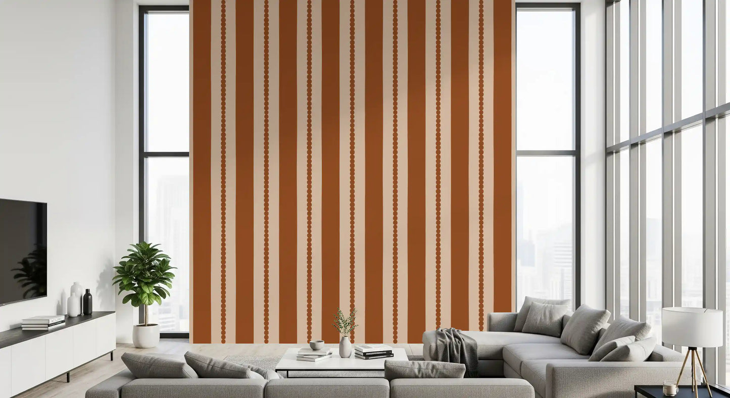 Warm Earth Stripes & Scallops Wallpaper⁠