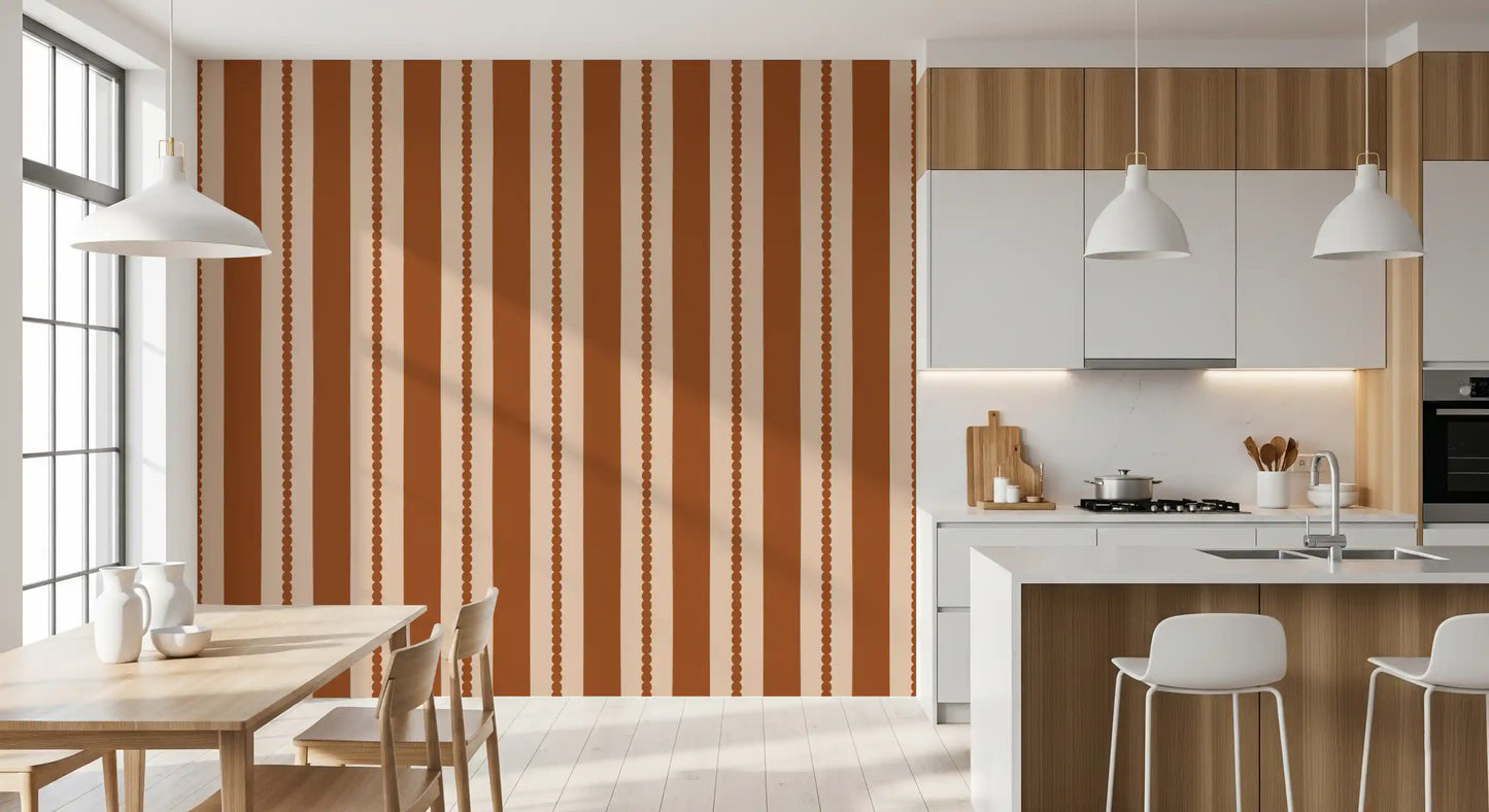 Warm Earth Stripes & Scallops Wallpaper⁠