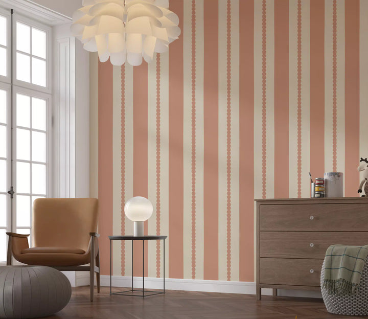 Warm Sands & Terracotta Stripes Wallpaper⁠