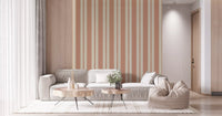 The Warm Sands & Terracotta Stripes Wallpaper highlights muted peach columns