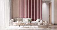 Blush & Berry Scallop Stripes Wallpaper showing vertical dark red bands