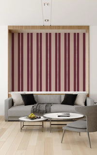 Cosy modern lounge decorated with this classic stripes wallpaper
