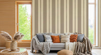 Clean lines of the Subtle Scallop & Dot Stripes Wallpaper in a Living room.
