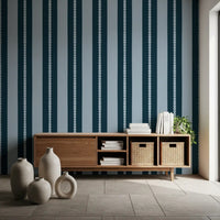 The hallway backdrops includes the Scallop & Dot Vertical Harmony Wallpaper⁠
