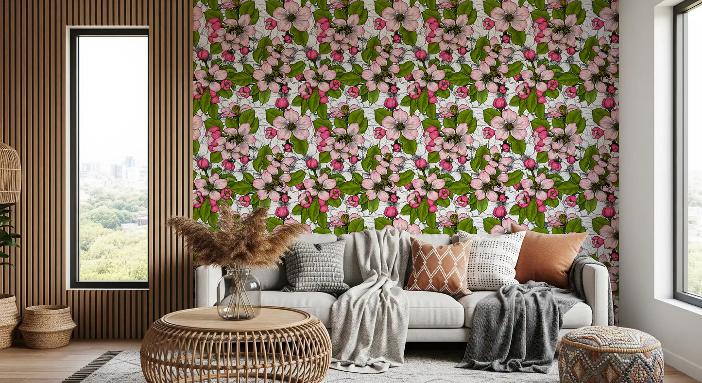 Apple blossom on white 2 Wallpaper⁠