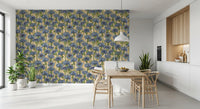 Placed behind a wooden table, the Cornflowers Wallpaper completes the dining room.