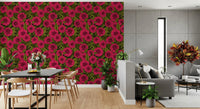 Etched black outlines detail every petal in the Dahlia garden Wallpaper perfectly.