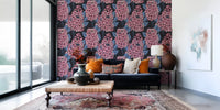 Vintage illustration styles dominate this Lilac Wallpaper composition completely.