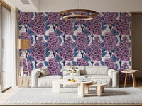Enhance the Living room with the detailed botanical beauty of lilac wallpaper.