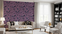Elegant lounge settings use the Violet Lilac garden wallpaper for added depth.
