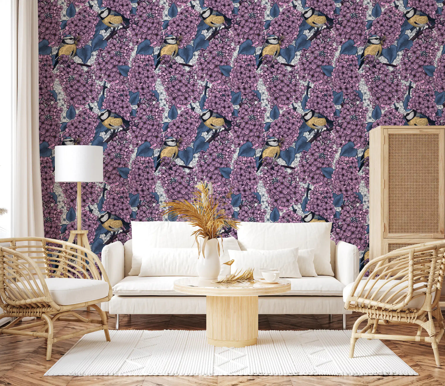 Deep violet hues add a sense of dramatic flair to the study and Living room 