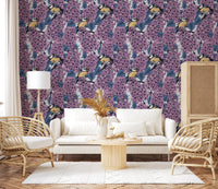 Deep violet hues add a sense of dramatic flair to the study and Living room 