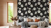 Dark foliage provides a strong contrast in the white moonflowers wallpaper.