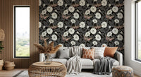 High contrast defines the Moonflowers and sphinx moths wallpaper pattern.