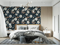 White trumpet flowers define this Moonflowers wallpaper.