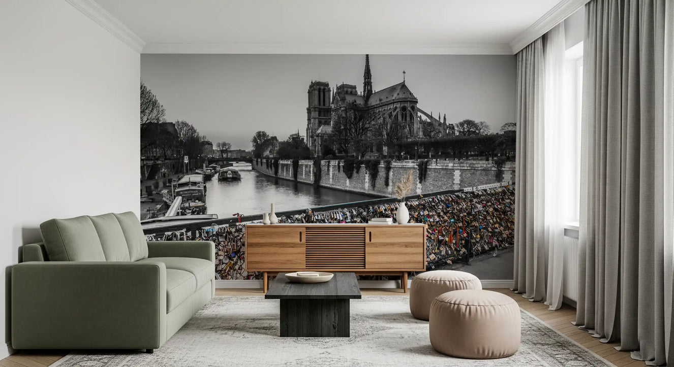 Parisian Love Locks: Notre Dame's Shadow Wall Mural