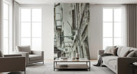 Living room area finished with the Italian passage Alley Whisper wall mural.